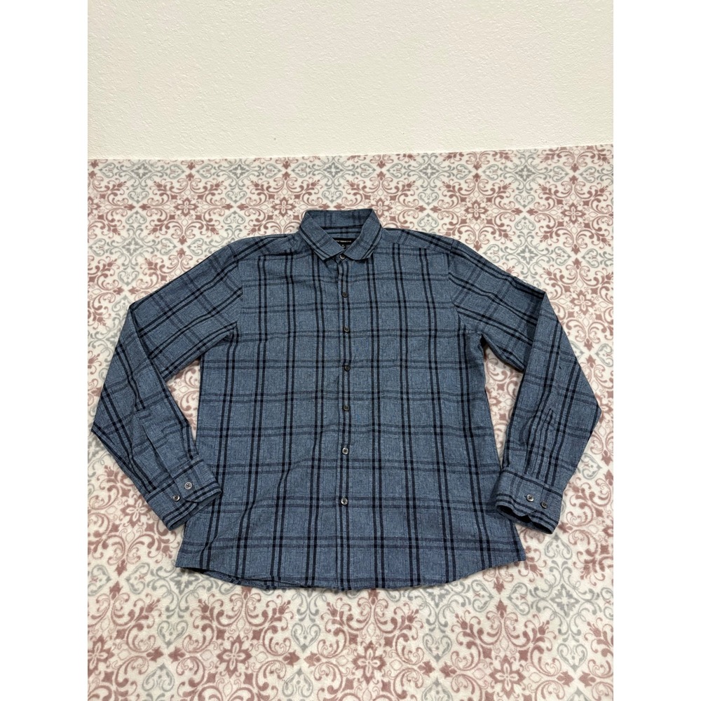 Westzeroone Mens Blue Black Plaid Long Sleeve Button Down Shirt Size M Turkey